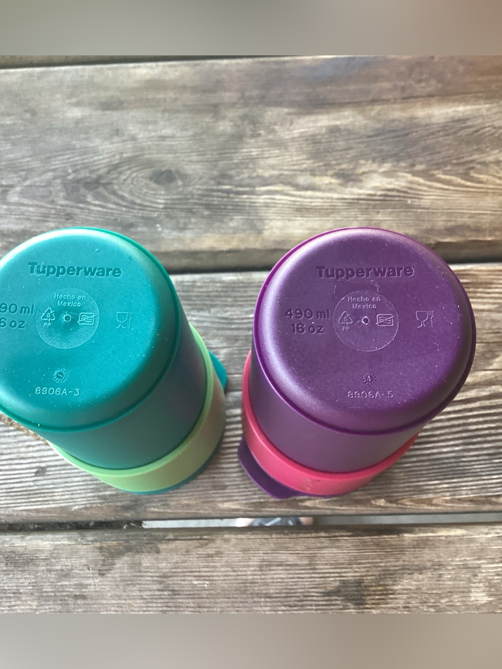 Tupperware Eco To-Go Cups - set of 2 - 16 ounces each - purple and green - Picture 2 of 5